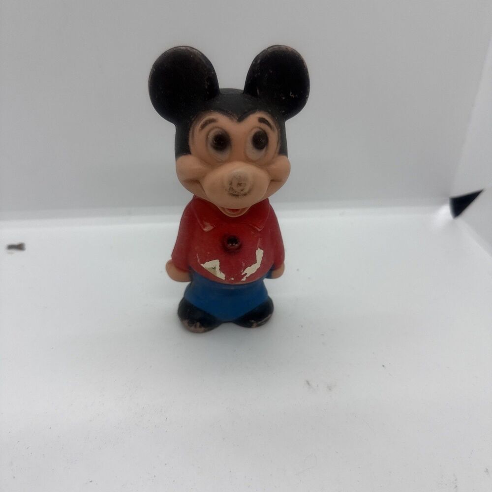 Vintage Mickey Mouse Plastic Figure 1960's Hong Kong Walt Disney Productions Toy